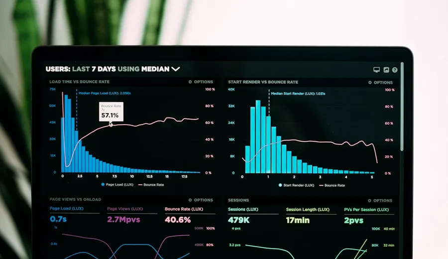 Website analytics dashboard on a laptop
